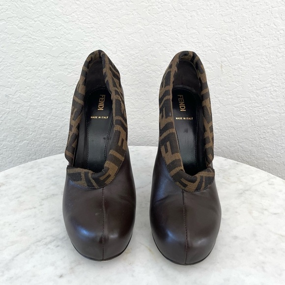 Fendi Zucca Canvas & Leather Envelope Booties – Size 37, Iconic Foldover Style - Picture 3 of 12